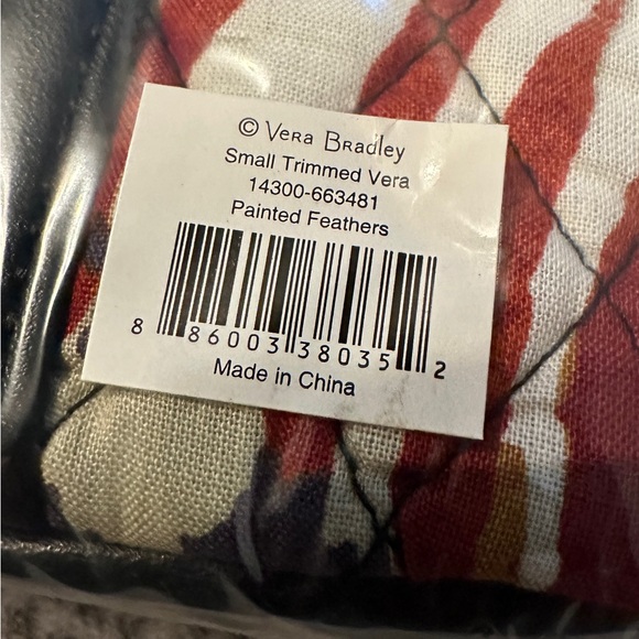 Vera Bradley, NWT, small microfiber tote, Pattern is Painted Feathers - Picture 4 of 6